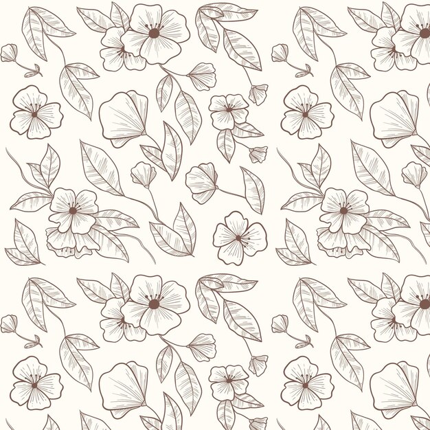 Gravure motif botanique dessiné à la main