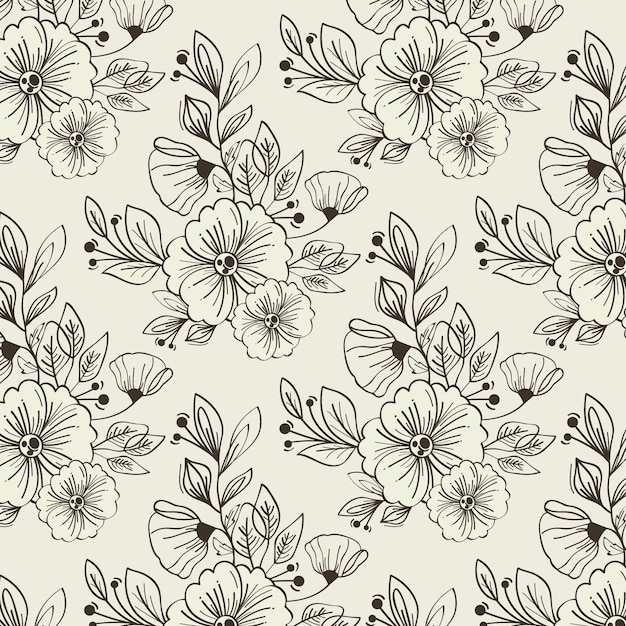 Gravure motif botanique dessiné à la main