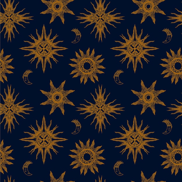 Gravure Motif Soleil Dessiné à La Main