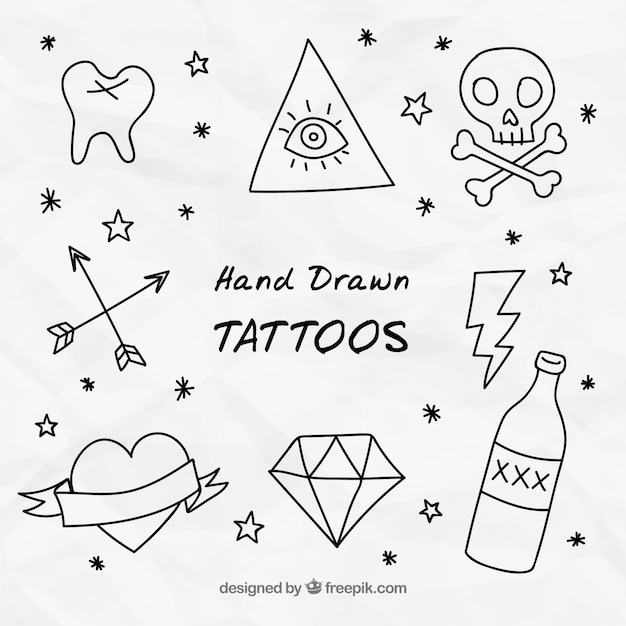 Vecteur gratuit griffonnages tatouages ​​décoratifs