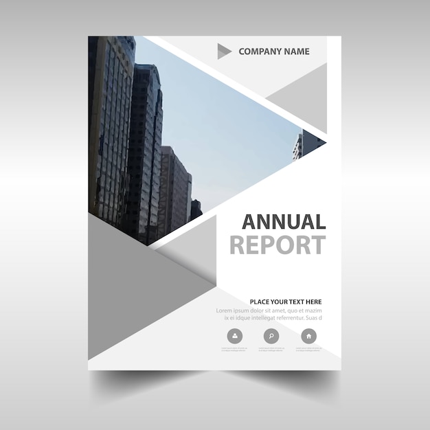 Vecteur gratuit gris modèle de couverture de livre de rapport annuel créatif
