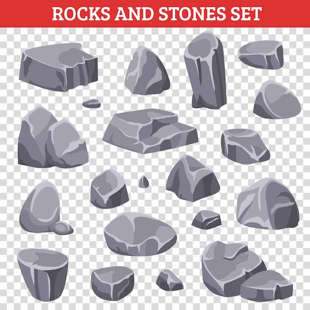 Vecteur gratuit gros et petits rochers gris et pierres