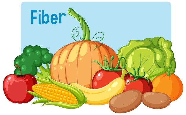 Vecteur gratuit groupe de fibres de fruits et légumes