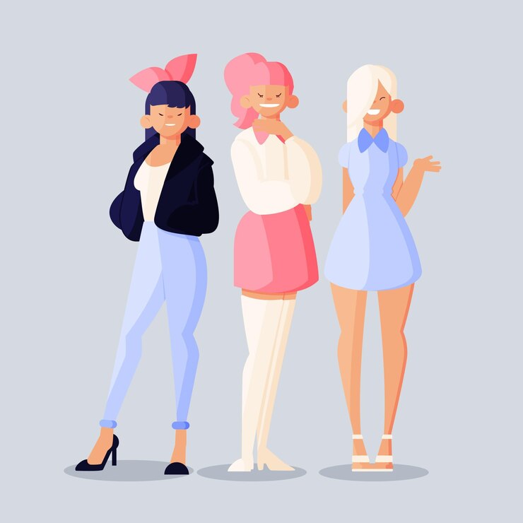 Vecteur gratuit groupe de filles k-pop