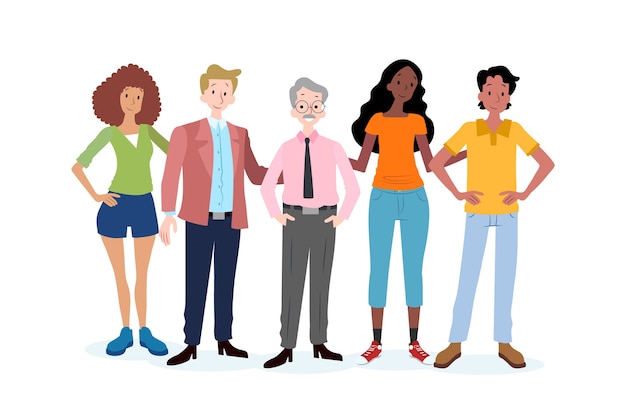 Groupe de jeunes et vieux