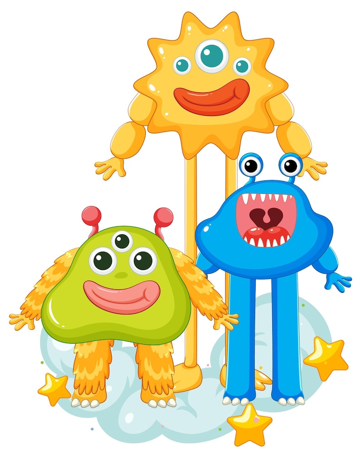 Vecteur gratuit groupe de monstres de dessins animés colorés