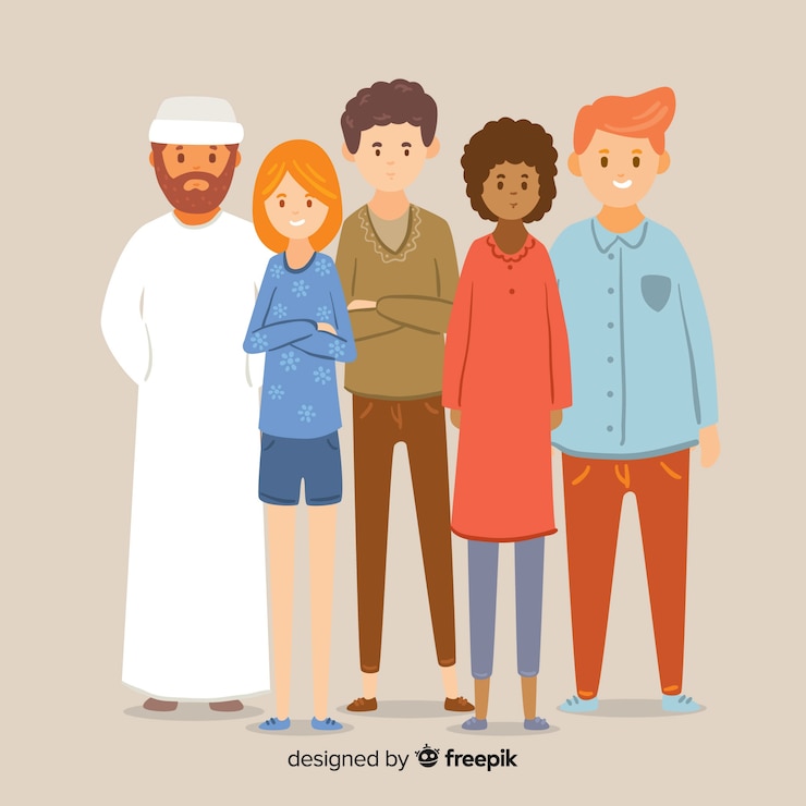Vecteur gratuit groupe multiracial de personnes différentes
