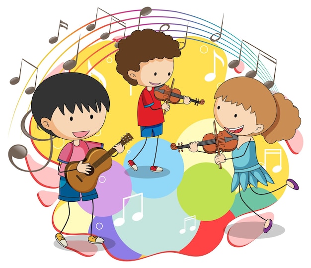 Vecteur gratuit groupe de musique pour enfants doodle