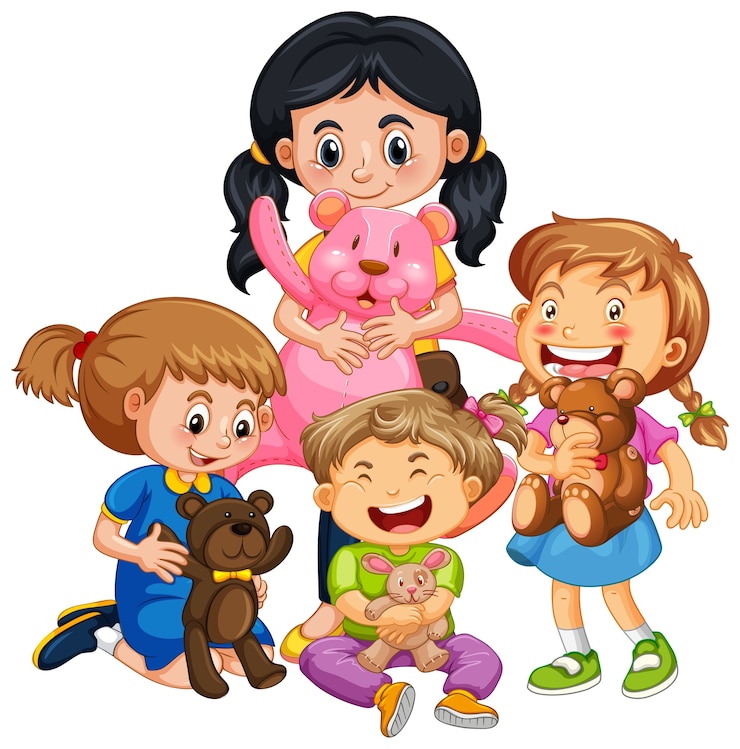 Vecteur gratuit groupe de personnage de dessin animé de jeunes enfants sur fond blanc