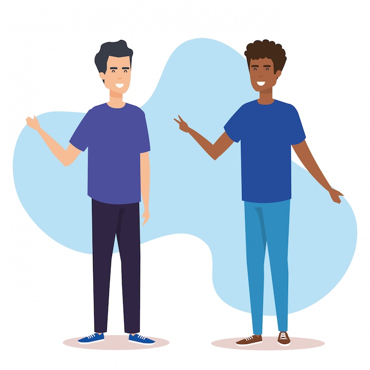 Vecteur gratuit groupe de personnages avatars hommes