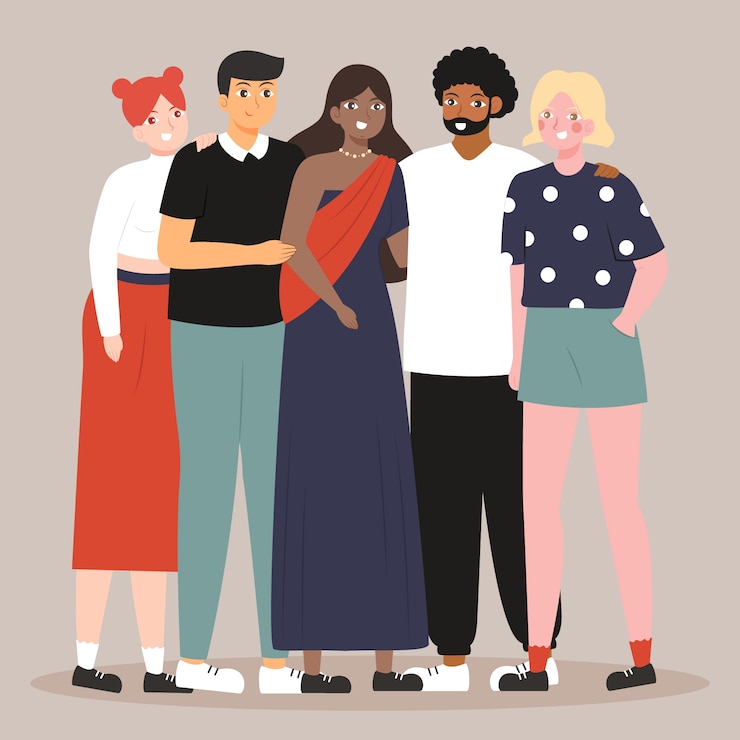 Vecteur gratuit groupe de personnes interculturelles ensemble