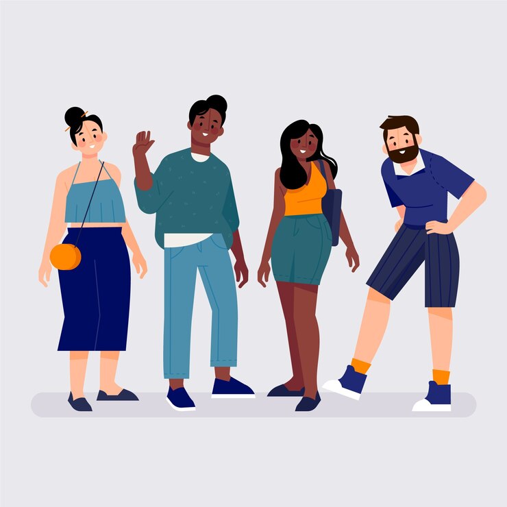 Vecteur gratuit groupe de personnes interraciales étant amis