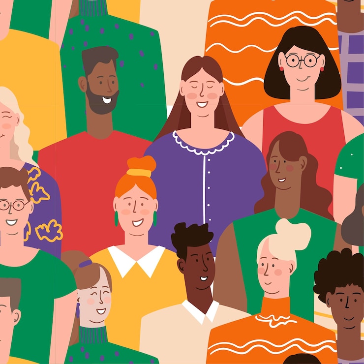 Vecteur gratuit groupe de personnes modèle dessiné à la main
