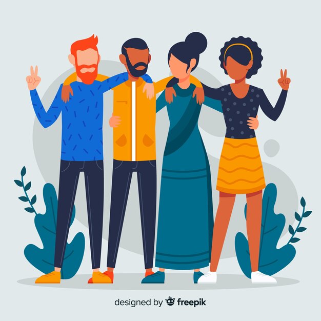 Groupe de personnes plat multiracial