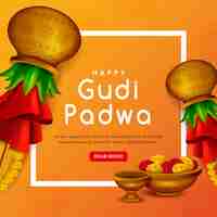 Vecteur gratuit gudi padwa réaliste