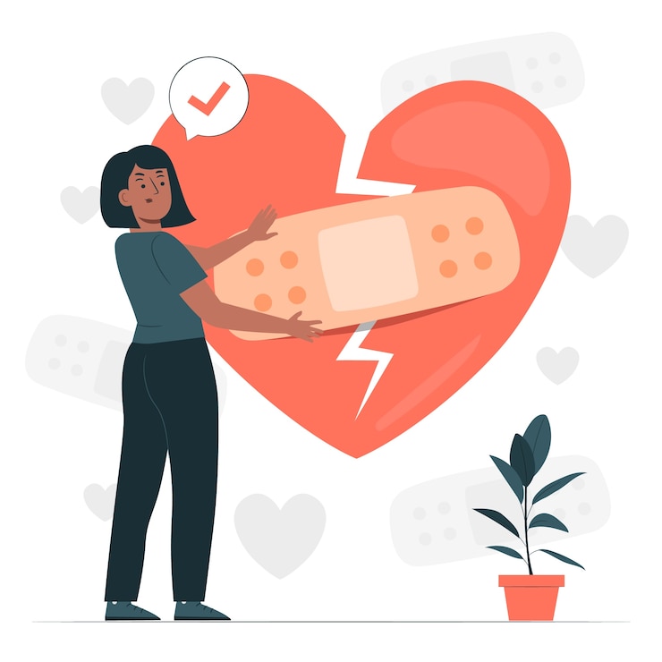 Vecteur gratuit guérir une illustration de concept de coeur brisé