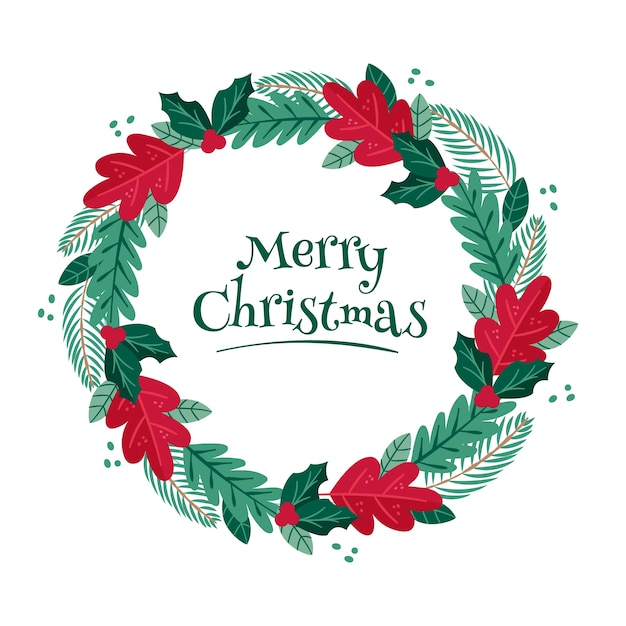 Guirlande de Noël dessinée à la main avec des feuilles de pin