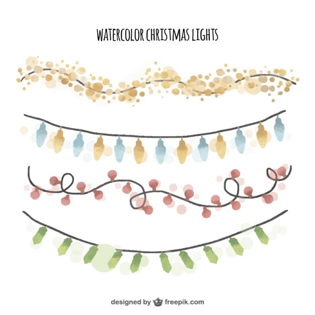 Vecteur gratuit guirlandes aquarelle christmas set