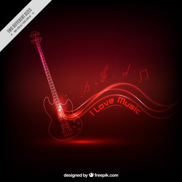 Vecteur gratuit guitare musicale fond rouge