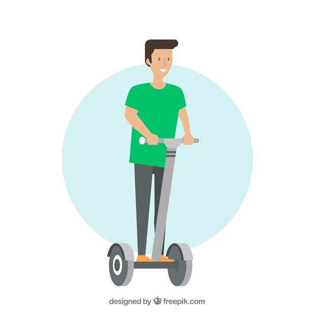 Vecteur gratuit guy sur scooter électrique