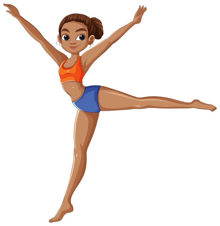 Vecteur gratuit une gymnaste gracieuse en action