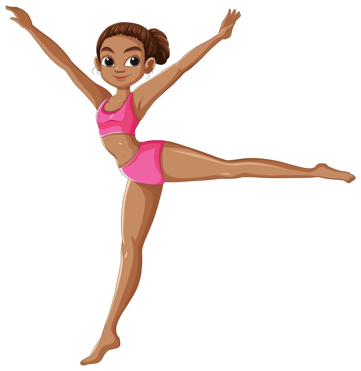 Vecteur gratuit une gymnaste gracieuse en tenue rose