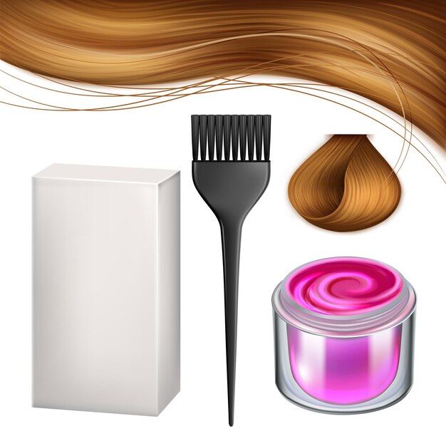 Hairpainting Cosmétologie Accessoires Set Vector