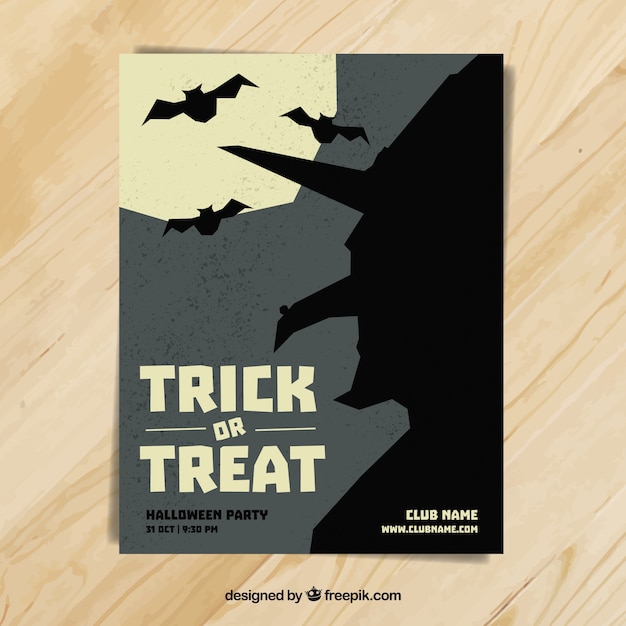 Vecteur gratuit halloween affiche sorcière silhouette