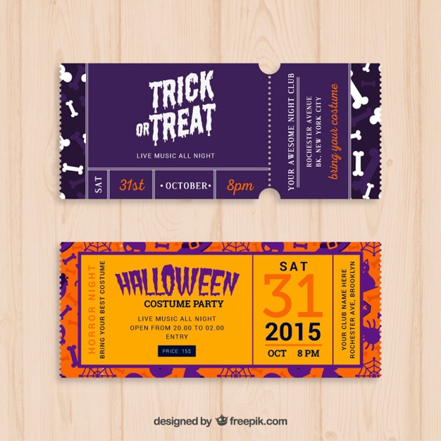 Vecteur gratuit halloween billets du parti