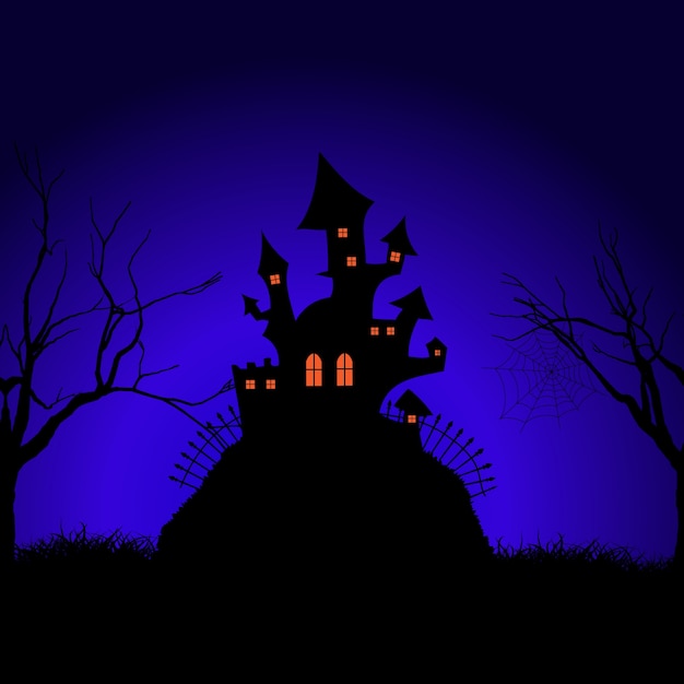 Vecteur gratuit halloween château fantasmagorique