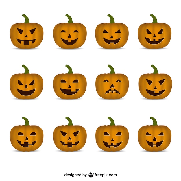 Vecteur gratuit halloween collection de citrouilles art