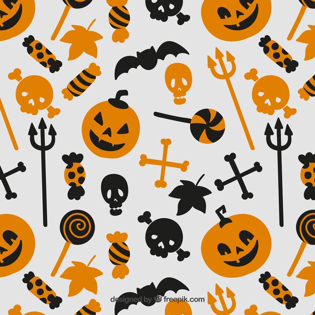 Halloween éléments motif dans des couleurs orange et noir