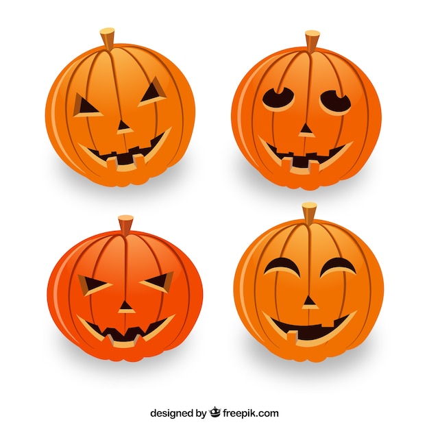 Vecteur gratuit halloween faces pupmkin