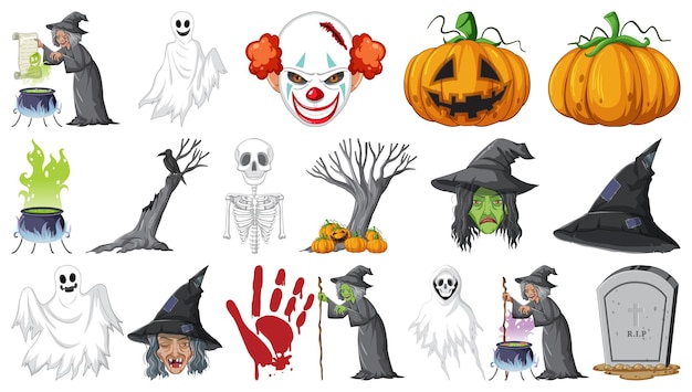 Vecteur gratuit halloween avec des monstres effrayants