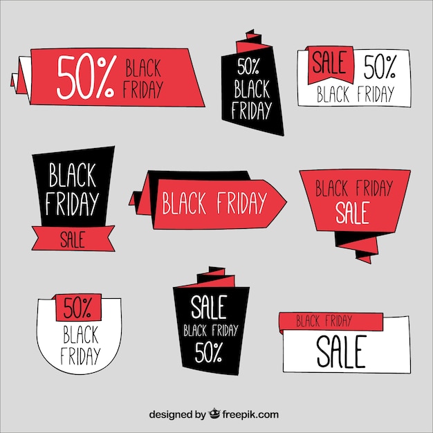 Vecteur gratuit hand drawn black friday sticker set