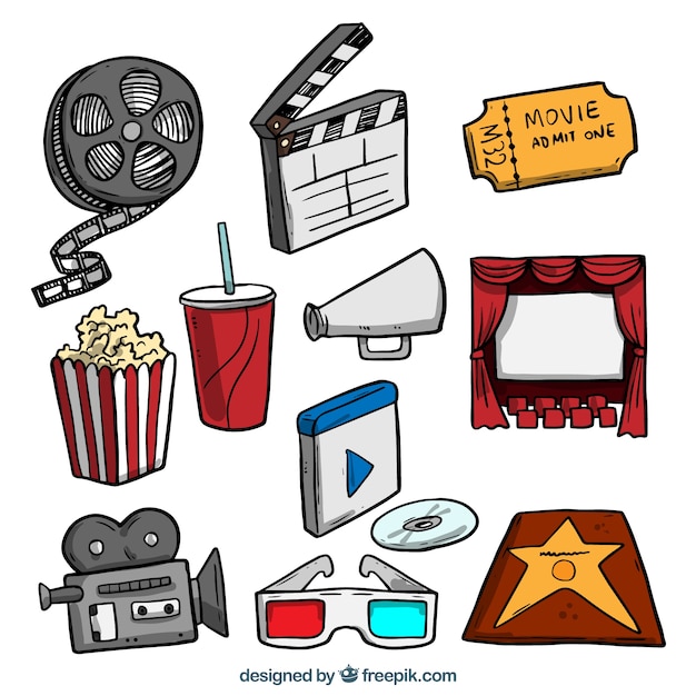 Hand Drawn Films De Couleur Objets Pack