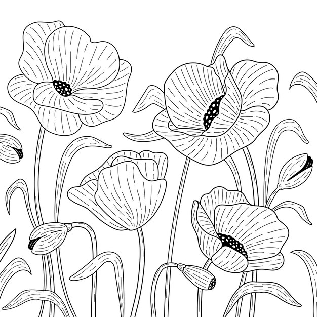 Hand drawn fond floral