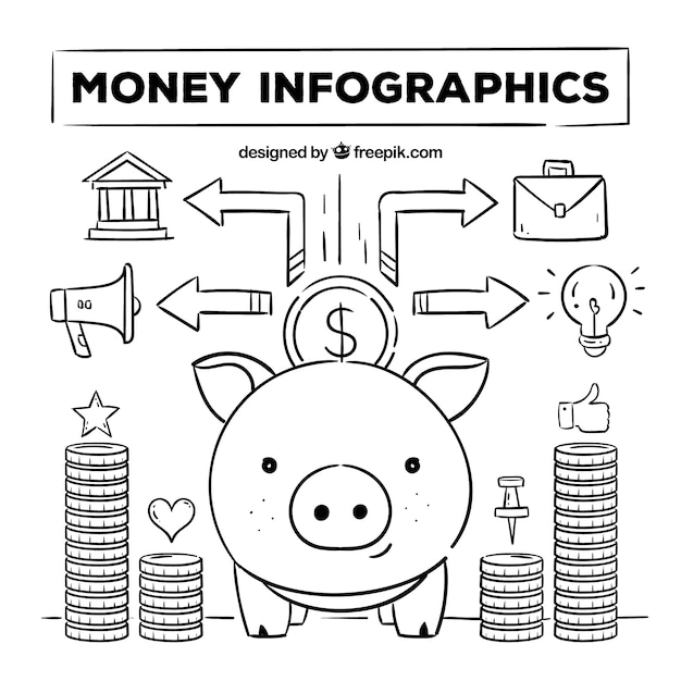 Vecteur gratuit hand drawn infographique de l'argent