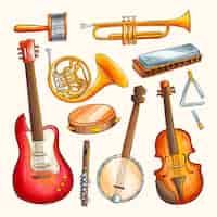 Vecteur gratuit hand drawn instruments de musique