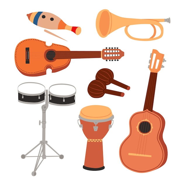 Vecteur gratuit hand drawn instruments de musique