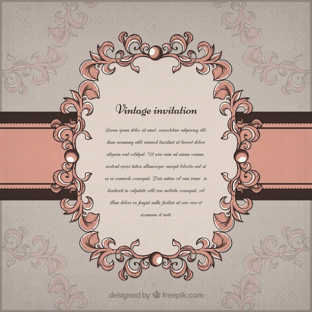 Vecteur gratuit hand drawn invitation floral vintage