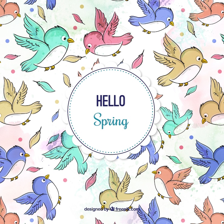 Vecteur gratuit hand drawn joli motif oiseaux colorés