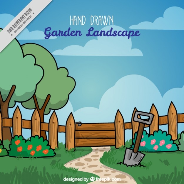 Vecteur gratuit hand drawn paysage jardin calme