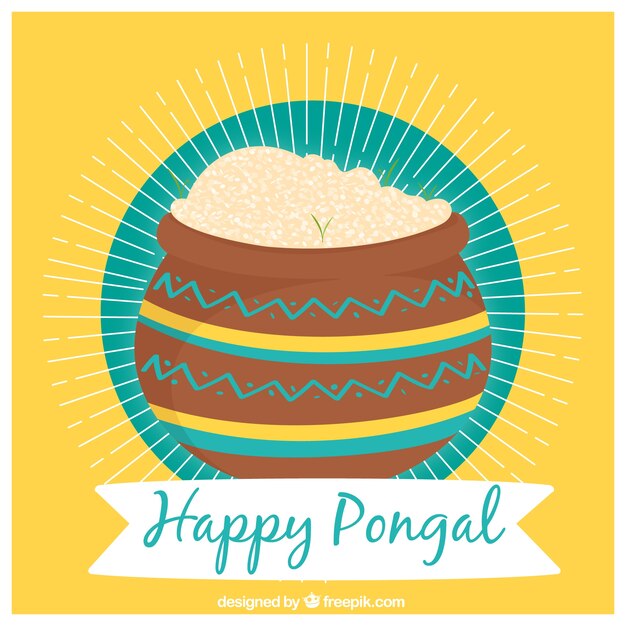 Hand-drawn pongal fond avec des détails bleus