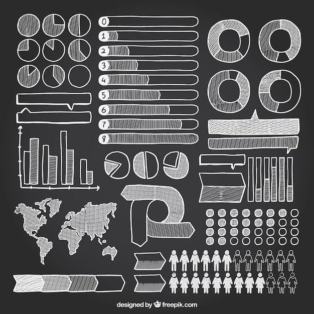 Vecteur gratuit hand drawn variété d'éléments infographiques