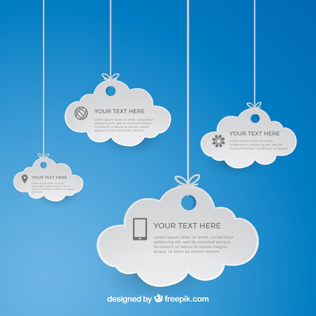 Vecteur gratuit hanging cloud computing modèle