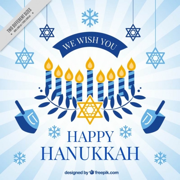 Hanukkah fond avec des flocons de neige et étoiles