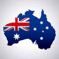 Vecteur gratuit happy australia day avec drapeau sur la carte