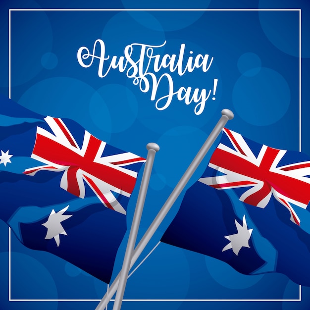 Vecteur gratuit happy australia day avec des drapeaux