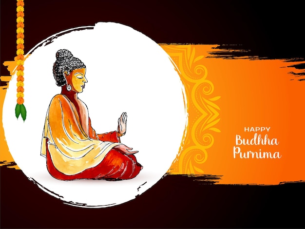 Vecteur gratuit happy buddha purnima indian festival salutation fond